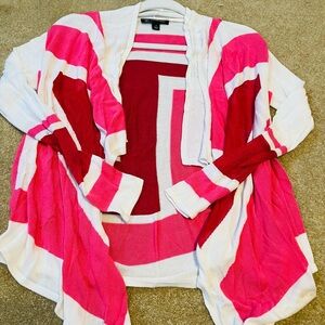Pink and Red Geometric Cardigan